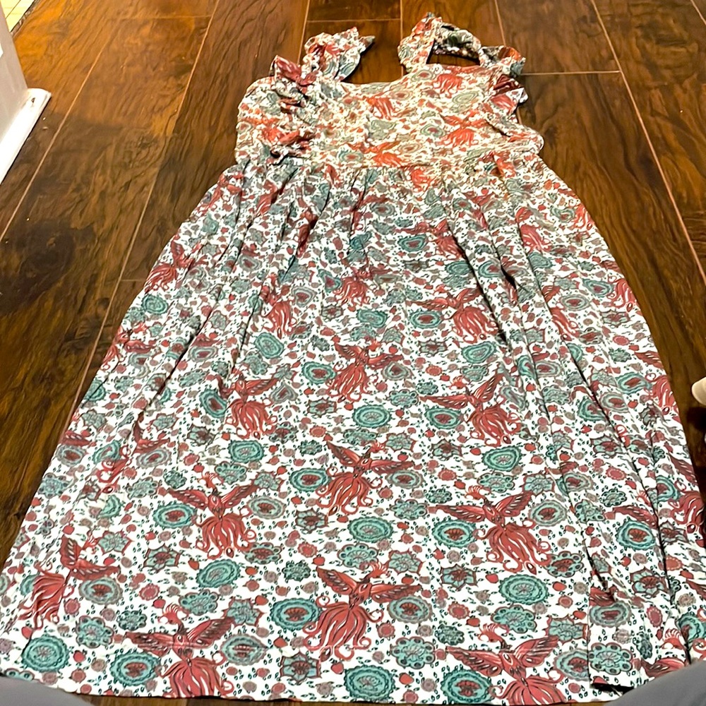 Women's Floral Printed Sundress in Coral and Teal